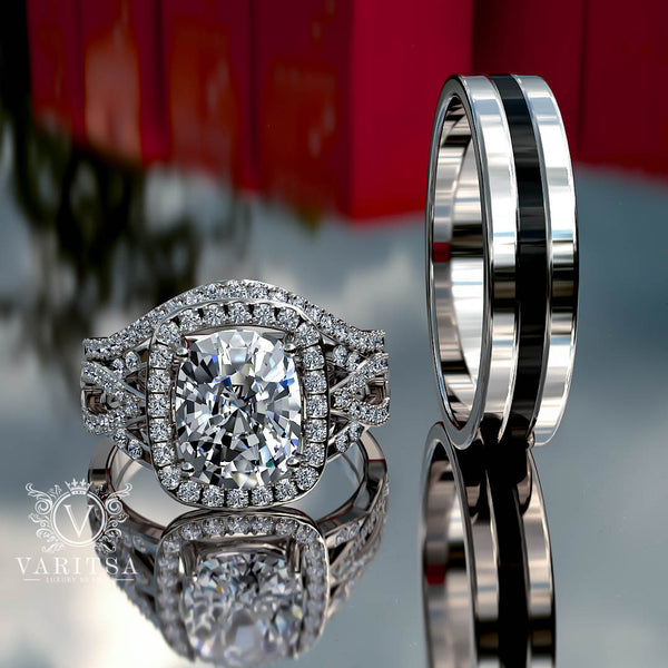 Elongated Cushion Cut Complete Gold Wedding Set - 02US98
